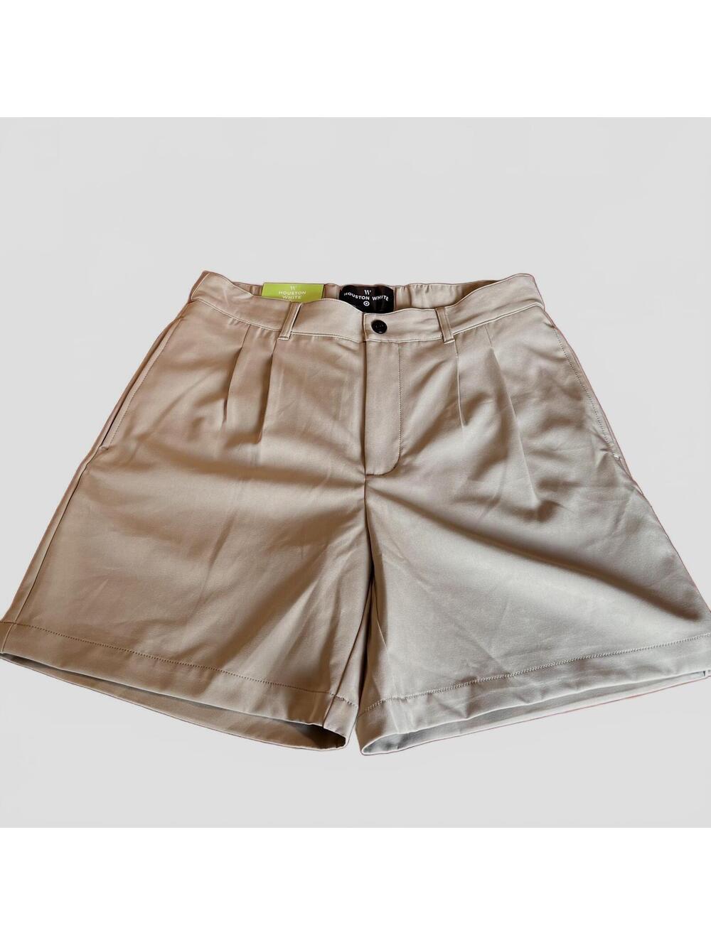 Houston White Chino Shorts with Elastic Waistband and Wide Leg - Size S